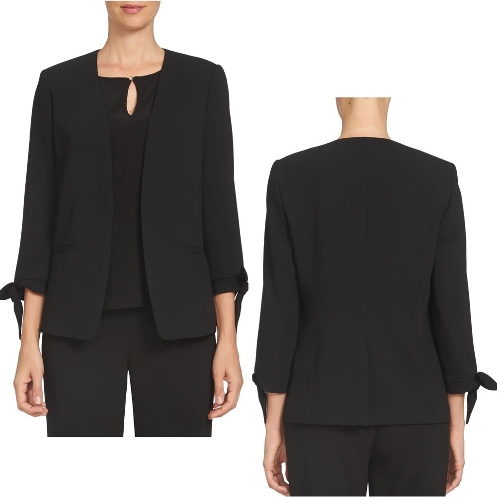 CeCe• Tie Sleeve Open Front Blazer Size 4